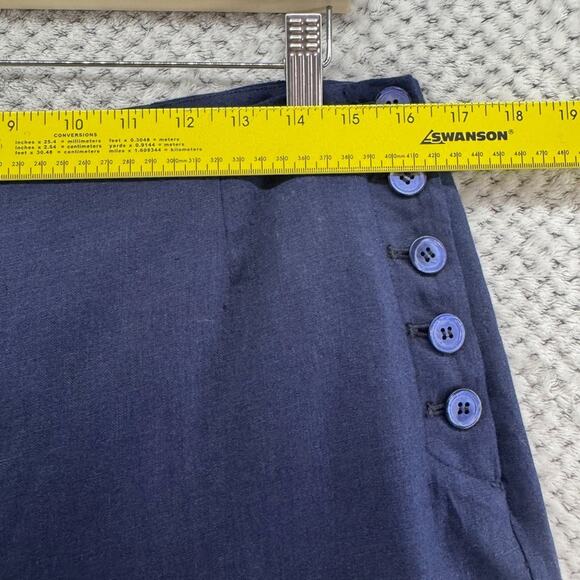 Talbots Pants Womens 8 Blue Linen High Rise Wide Leg Nautical Beach Preppy Sail - Picture 9 of 14